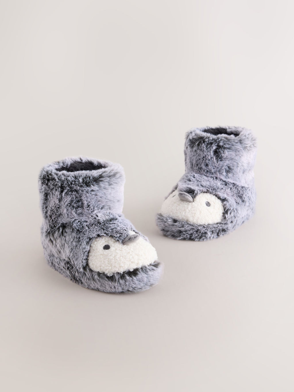 Grey Penguin Pull On Novelty Slipper Boots