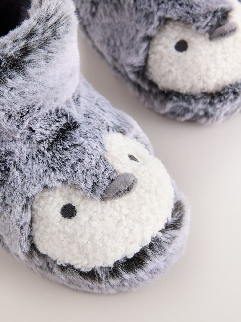 Grey Penguin Pull On Novelty Slipper Boots