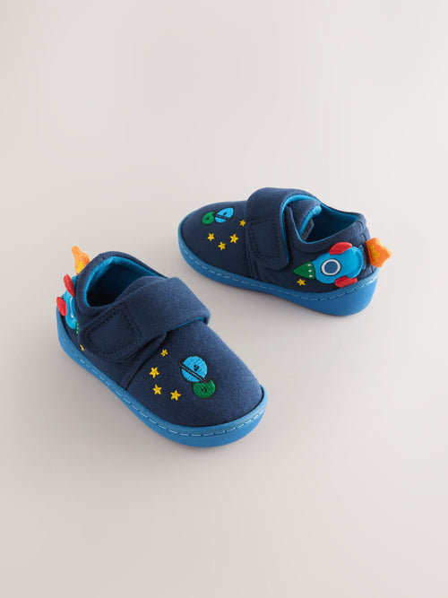 Navy Blue Rocket Touch Fastening Cupsole Slippers