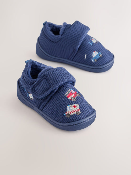 Navy Transport Touch Fastening Cupsole Slippers