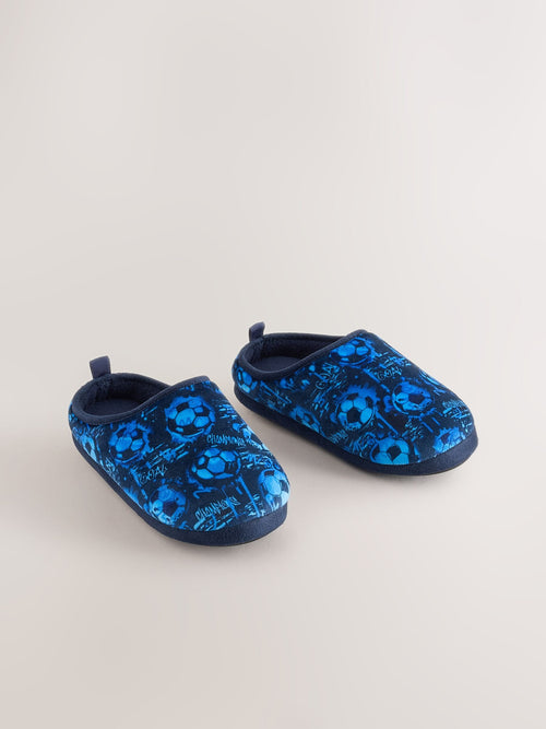 Blue Football Warm Lined Slipper Mules