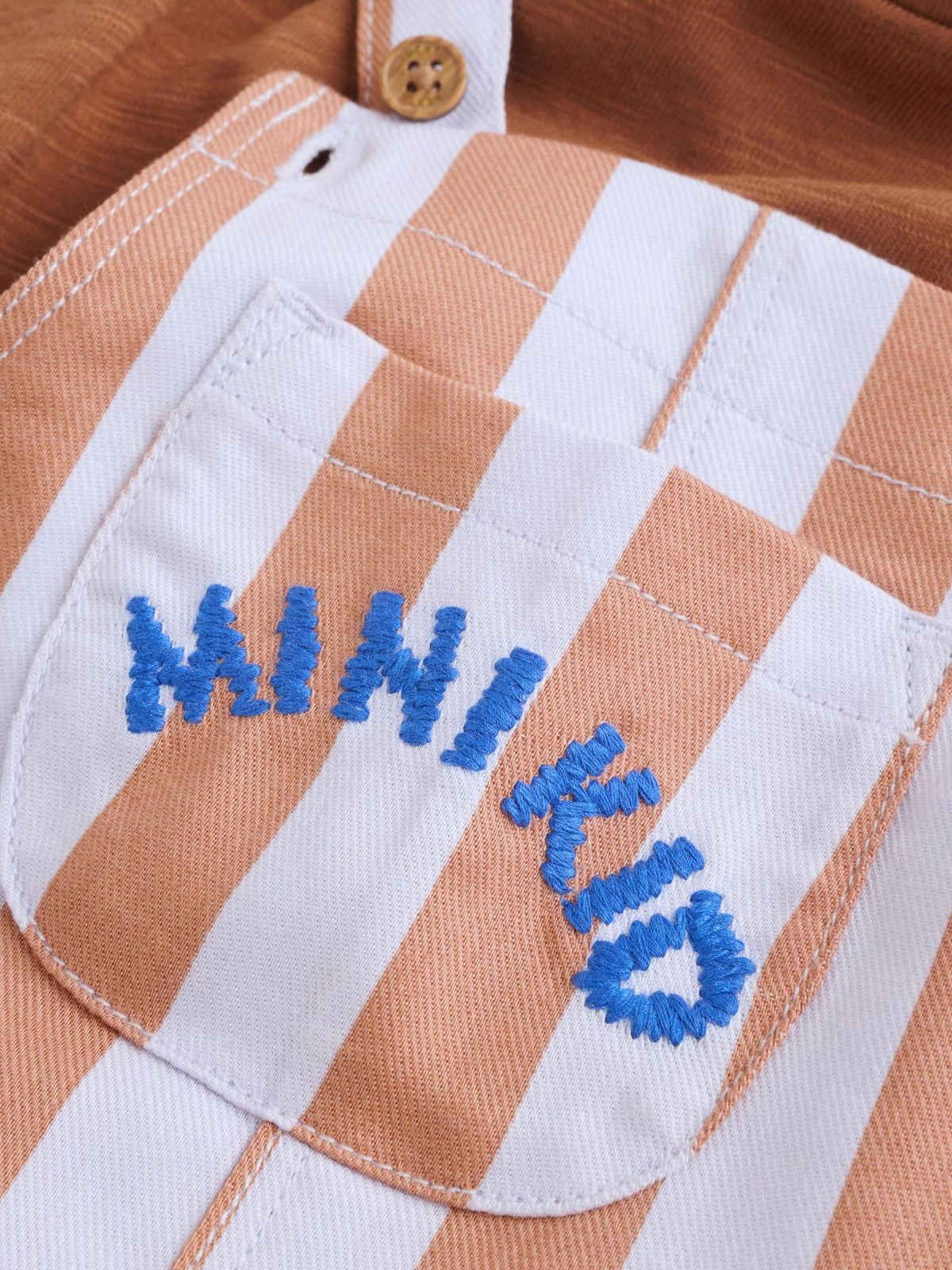Rust Brown Stripe Twill Dungaree and Bodysuit Baby Set (0mths-2yrs)