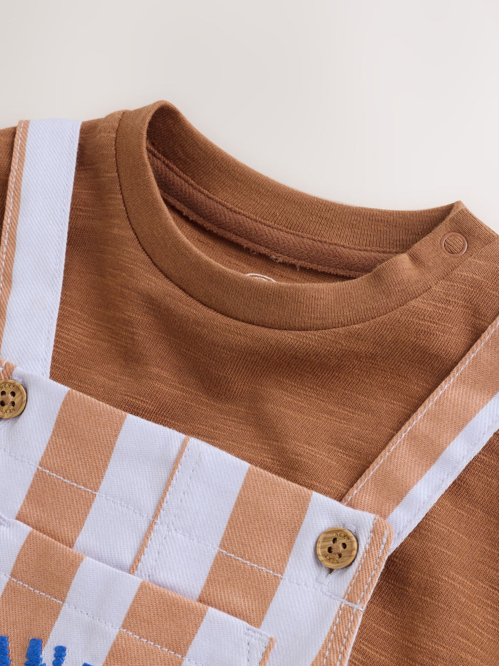 Rust Brown Stripe Twill Dungaree and Bodysuit Baby Set (0mths-2yrs)
