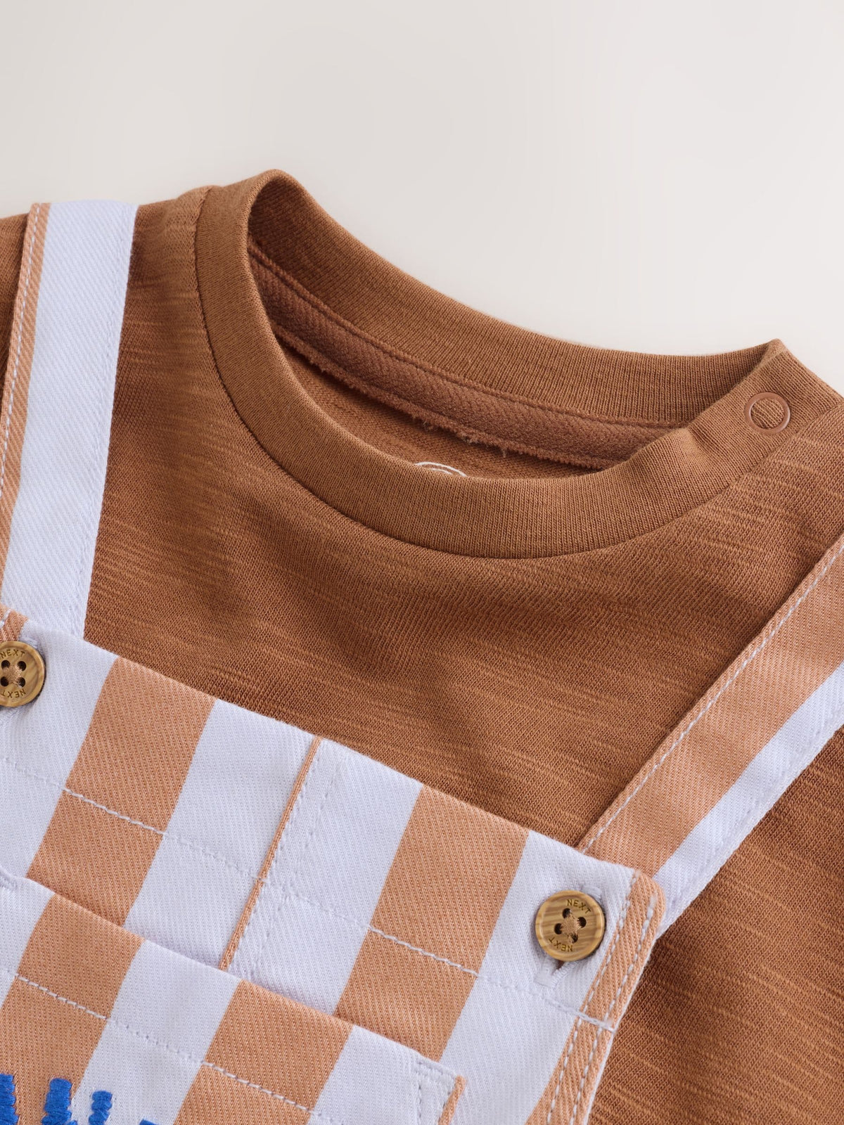 Rust Brown Stripe Twill Dungaree and Bodysuit Baby Set (0mths-2yrs)