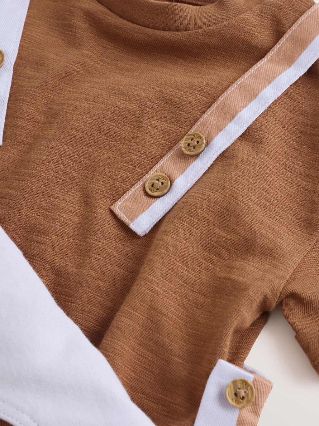 Rust Brown Stripe Twill Dungaree and Bodysuit Baby Set (0mths-2yrs)