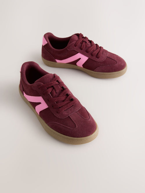 Burgundy Red Suede Standard Fit (F) Retro Trainers