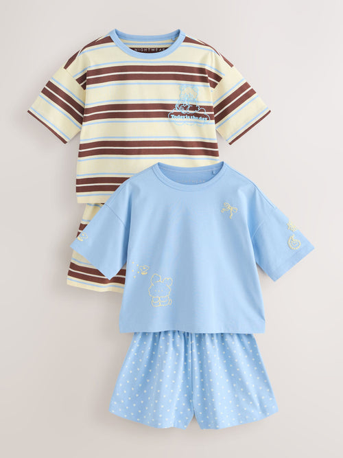 Blue/Brown Striped Short Pyjamas 2 Pack (3-16yrs)