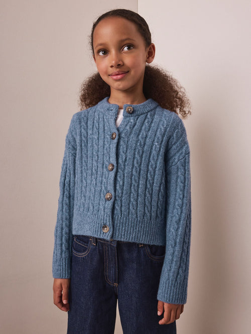 Blue Cable Cardigan (3-16yrs)