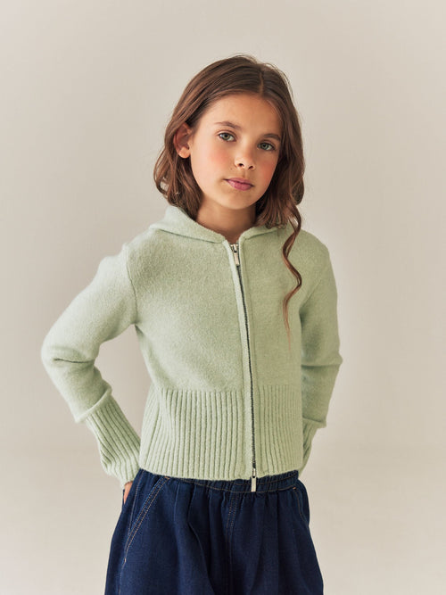 Green Knitted Hoodie (3-16yrs)
