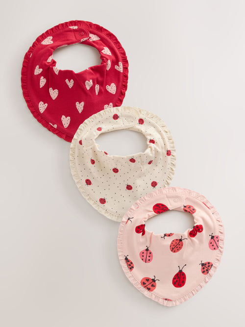 Red Ladybird Baby Dribble Bibs 3 Pack