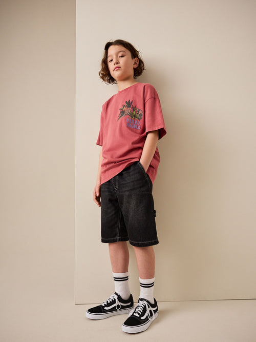 Berry Red Washed Graphic T-Shirt (3-16yrs)