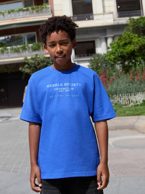 Cobalt Blue Texture Relaxed Fit Short Sleeve Graphic T-Shirt (3-16yrs)