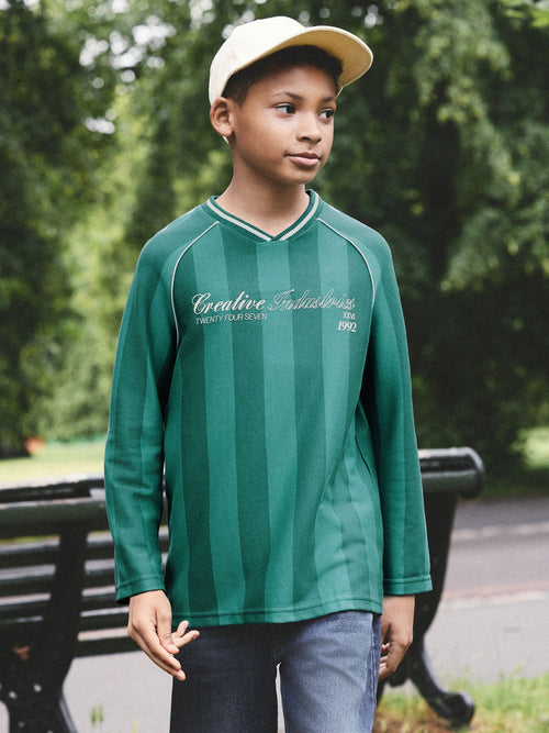 Blue/Teal Varsity Long Sleeve Heavyweight Varsity T-Shirt (3-16yrs)