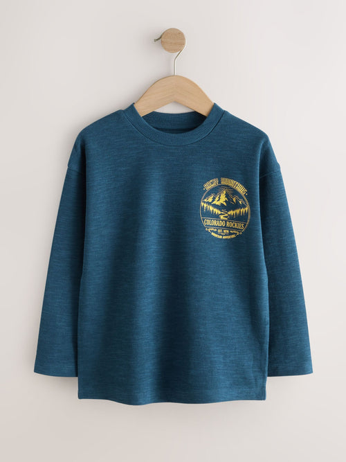 Blue Mountains Relaxed Fit Graphic Long Sleeve Cotton T-Shirt (3-16yrs)