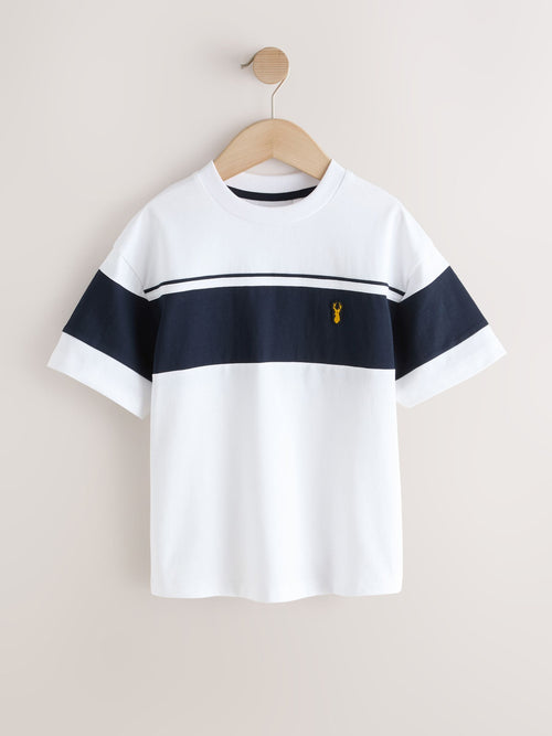 White/Navy Colourblock Short Sleeve T-Shirt (3-16yrs)
