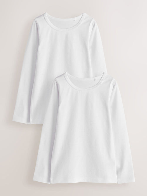 White Long Sleeve Vests 2 Pack (1.5-16yrs)