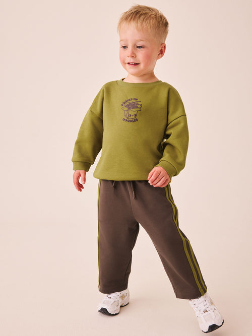 Olive Green Crew Neck Joggers Set (3mths-7yrs)