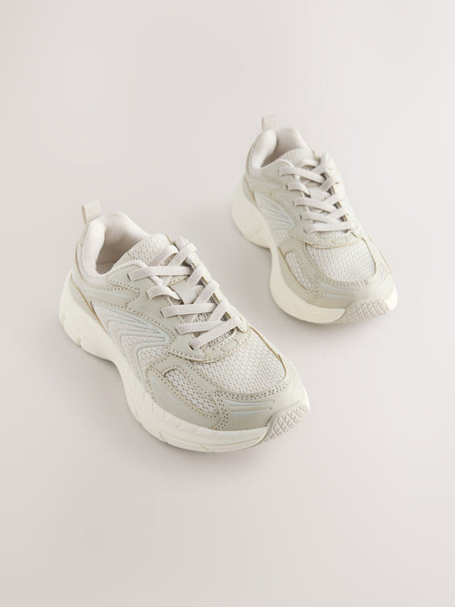 Neutral Standard Fit (F) Elastic Lace Trainers