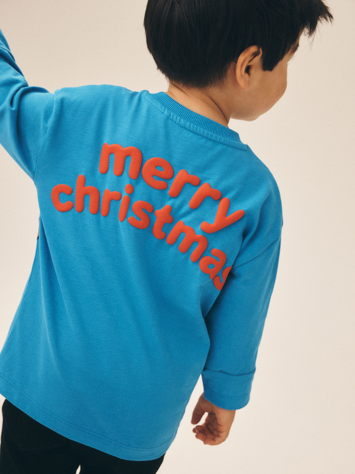 Blue Santa & Rudolph Long Sleeve Christmas T-Shirt (3mths-7yrs)