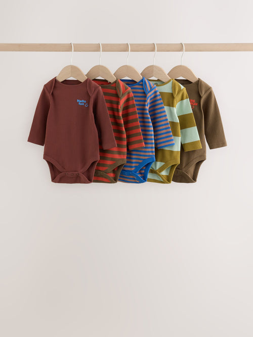 Multi Stripe Long Sleeve Bodysuits 5 Pack