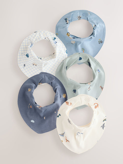 Blue Mini Character Baby Dribble Bibs 5 Pack