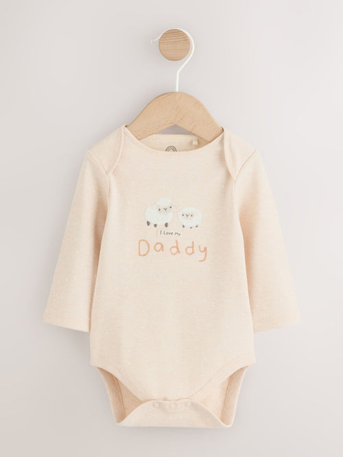 Neutral I Love My Daddy Long Sleeve Baby Bodysuit