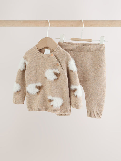 Brown Sheep Baby Knitted Jumper and Leggings Set (0mths-2yrs)