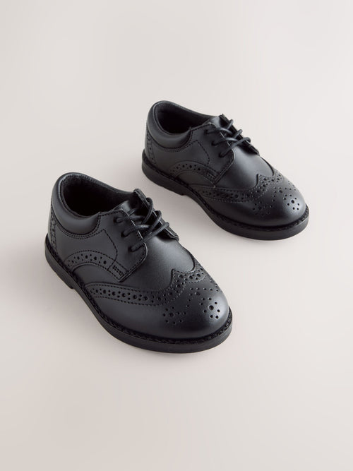 Black Lace Up Brogue Shoes
