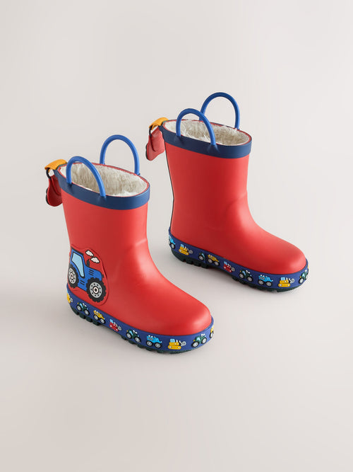 Red Transport Warm Lined Handle Wellies