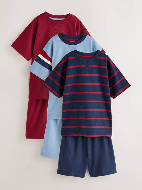 Red/Blue/Navy Short Pyjamas 3 Pack (3-16yrs)