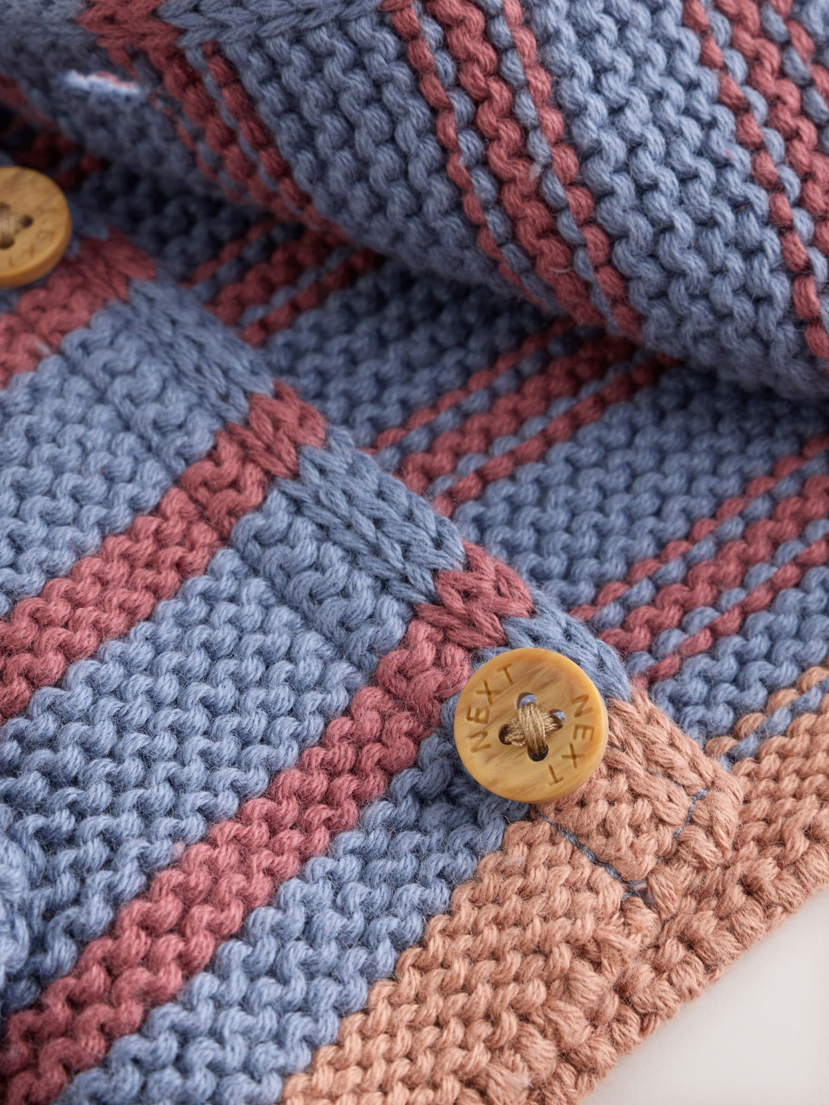Blue & Burgundy Stripe Knitted Baby Cardigan (0mths-2yrs)