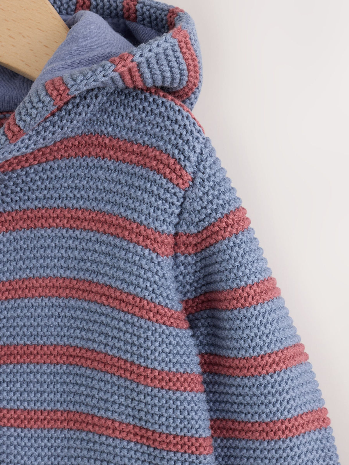 Blue & Burgundy Stripe Knitted Baby Cardigan (0mths-2yrs)