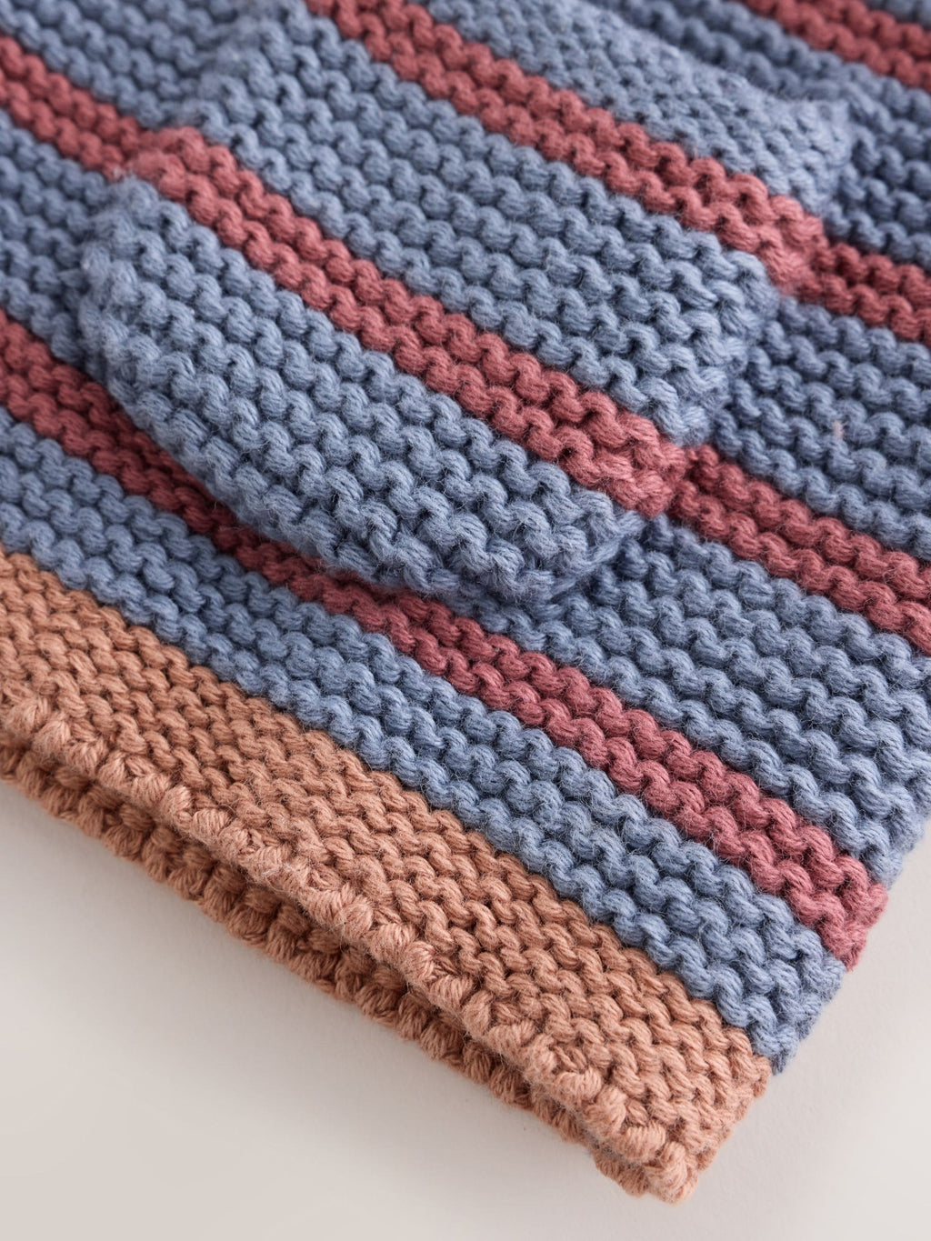 Blue & Burgundy Stripe Knitted Baby Cardigan (0mths-2yrs)