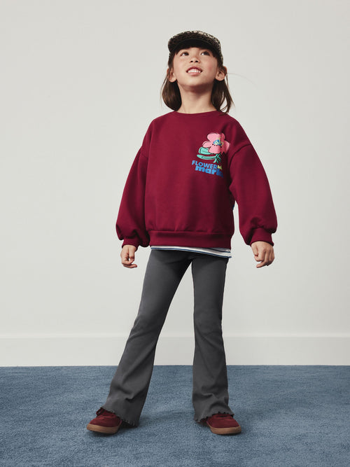 Berry Pink Flower Sweatshirt and Flare Leggings Set (3-16yrs)