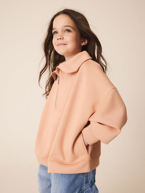 Light Orange Half Zip Sweatshirt (3-16yrs)