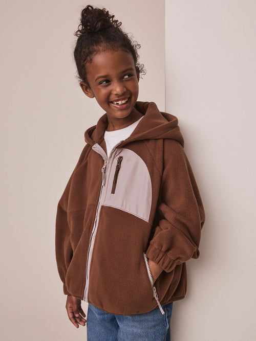 Chocolate Brown Zip Up Hooded Fleece Jacket (3-16yrs)