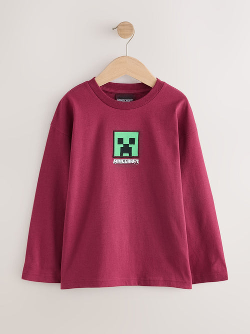 Berry Red Long Sleeve Minecraft T-Shirt (3-16yrs)