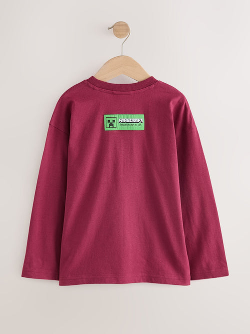Berry Red Long Sleeve Minecraft T-Shirt (3-16yrs)