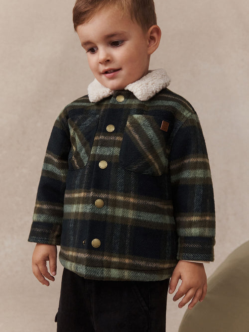 Green Check Borg Lined Shacket (3mths-7yrs)