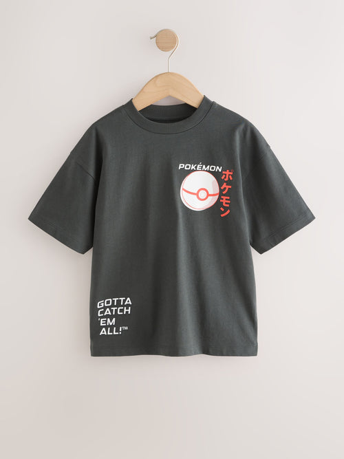 Charcoal Grey Back Print Pokémon Short Sleeve T-Shirt (3-16yrs)