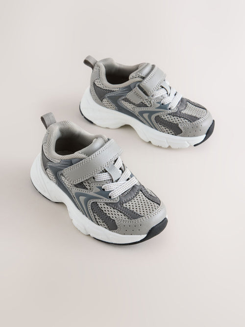Grey Touch Fastening Elastic Lace Lifestyle Trainers