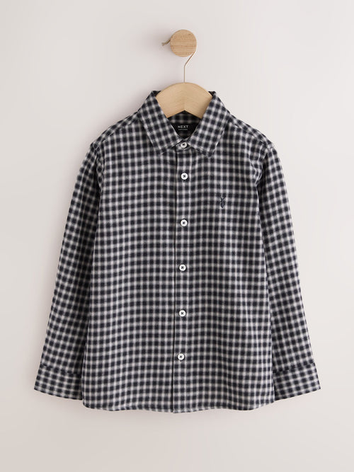 Black/White Micro Check Long Sleeve Check Shirt (3-16yrs)
