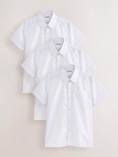 White Regular Fit Short Sleeve School Shirts 3 Pack (3-17yrs)
