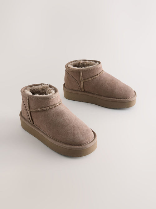 Mink Brown Wide Fit (G) Water Repellant Suede Pull On Boots