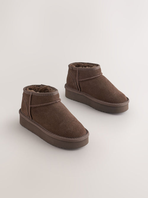 Chocolate Brown Standard Fit (F) Water Repellant Suede Pull On Boots