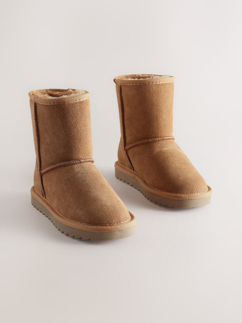 Tan Brown Standard Fit (F) Tall Suede Pull On Boots