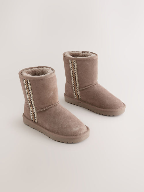 Mink Brown Standard Fit (F) Tall Suede Pull On Boots