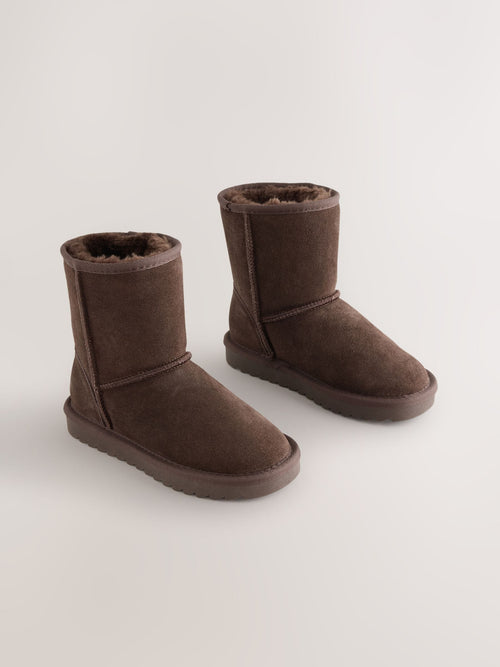 Chocolate Brown Standard Fit (F) Tall Suede Pull On Boots