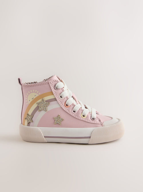 Pink Rainbow Wide Fit (G) High Top Trainers