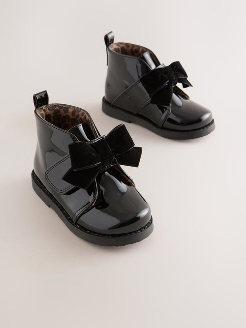 Black Bow Detail Ankle Boots